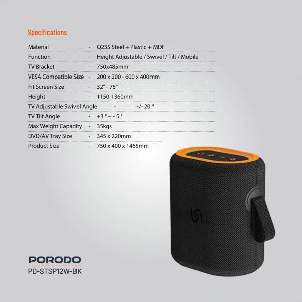 اسپیکر پرتابل پورودو ساندتک ریو (Porodo Soundtec Rave)