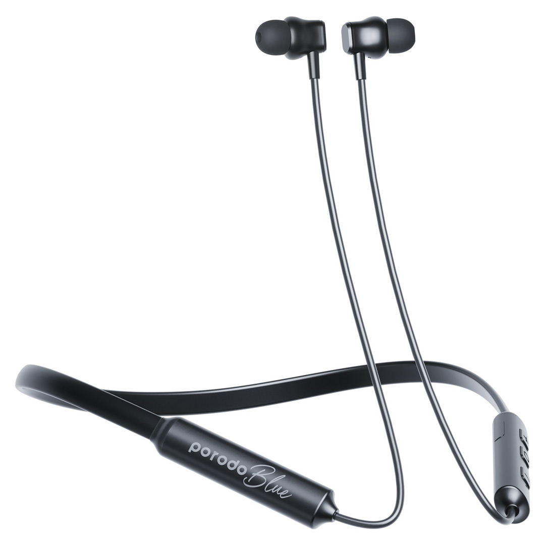 PB NKBIE BK Porodo Blue ENC Neckband In Ear Earphones Black