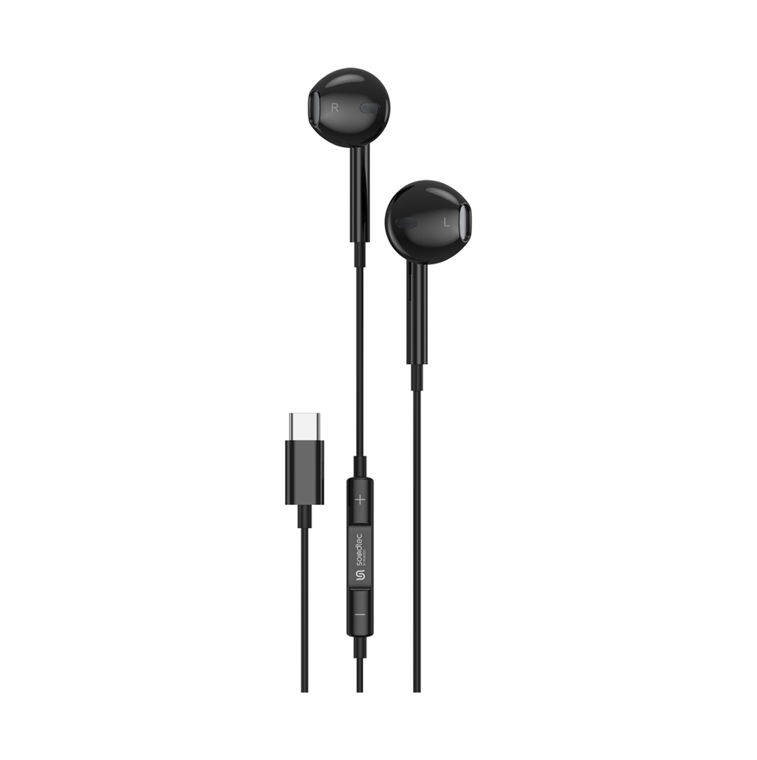 PD STCEP BK Porodo Soundtec Stereo Earphones Type C with High Clarify Mic Black