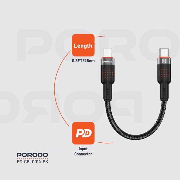 كابل USB-C به USB-C بافته شده Porodo