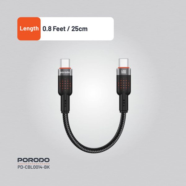 كابل USB-C به USB-C بافته شده Porodo