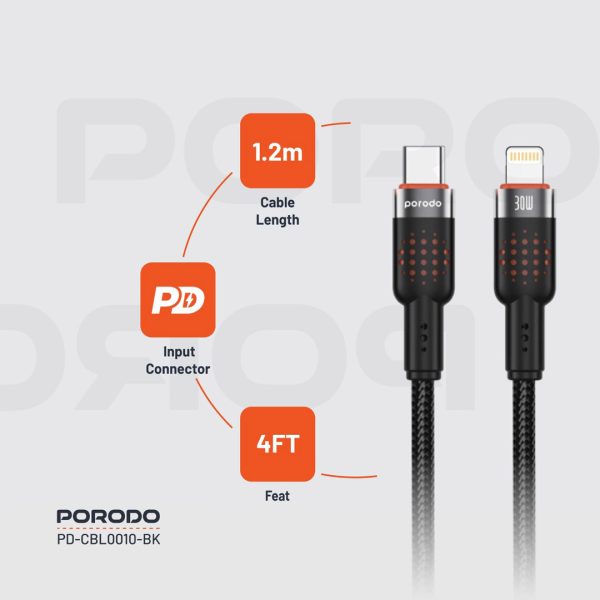 کابل Porodo USB-C به لایتنینگ