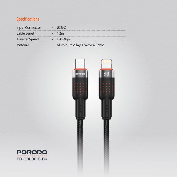 کابل Porodo USB-C به لایتنینگ
